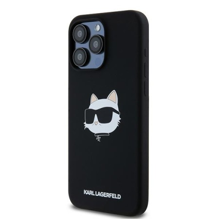 Husa pentru iPhone 15 Pro - Karl Lagerfeld Silicone MagSafe (KLHMP15LSCHPPLK) - Choupette Head