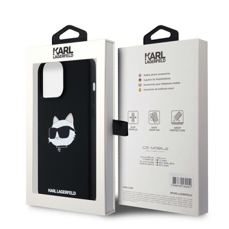 Husa pentru iPhone 15 Pro - Karl Lagerfeld Silicone MagSafe (KLHMP15LSCHPPLK) - Choupette Head