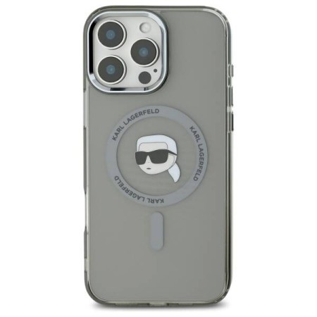 Husa pentru iPhone 16 Pro - Karl Lagerfeld IML MagSafe (KLHMP16LHLSKIK) - Metal Karls Head