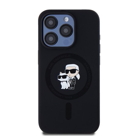 Husa pentru iPhone 15 Pro - Karl Lagerfeld Silicone MagSafe (KLHMP15LSCMKCRHK) - KarlandChoupette