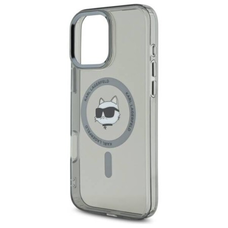 Husa pentru iPhone 16 Pro - Karl Lagerfeld IML MagSafe (KLHMP16LHLSCHK) - Metal Choupettes Head