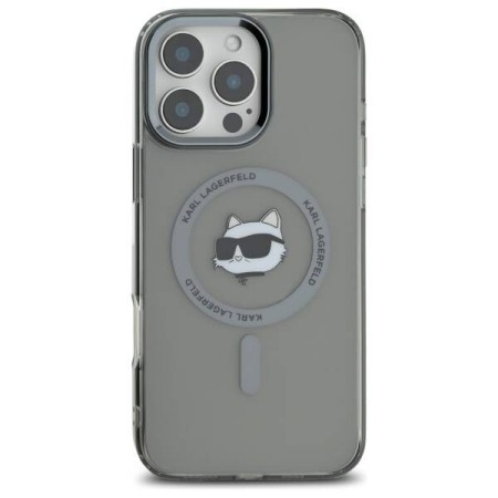 Husa pentru iPhone 16 Pro - Karl Lagerfeld IML MagSafe (KLHMP16LHLSCHK) - Metal Choupettes Head