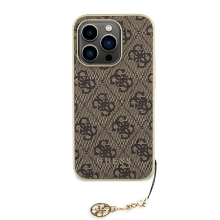 Husa pentru iPhone 15 Pro - Guess Hardcase 4G Charms Collection (GUHCP15LGF4GBR) - Brown