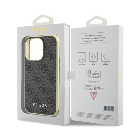 Husa pentru iPhone 15 Pro Max - Guess Hardcase 4G Charms Collection (GUHCP15XGF4GGR) - Grey