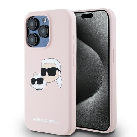 Husa pentru iPhone 15 Pro Max - Karl Lagerfeld Silicone MagSafe (KLHMP15XSKCHPPLP) - Pink KarlandChoupette