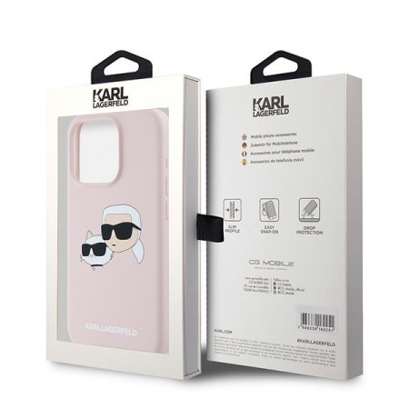 Husa pentru iPhone 15 Pro Max - Karl Lagerfeld Silicone MagSafe (KLHMP15XSKCHPPLP) - Pink KarlandChoupette