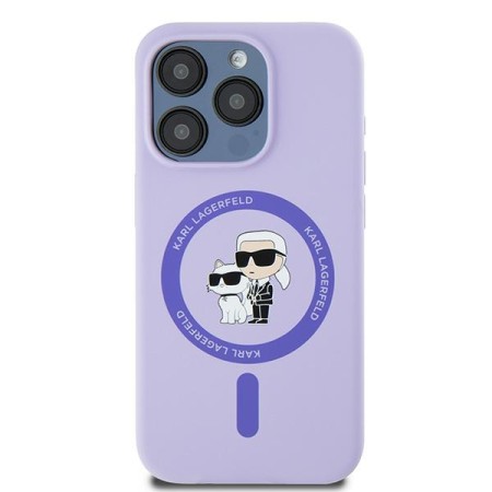 Husa pentru iPhone 15 Pro - Karl Lagerfeld Silicone Ring MagSafe (KLHMP15LSCMKCRHU) - Purple KarlandChoupette