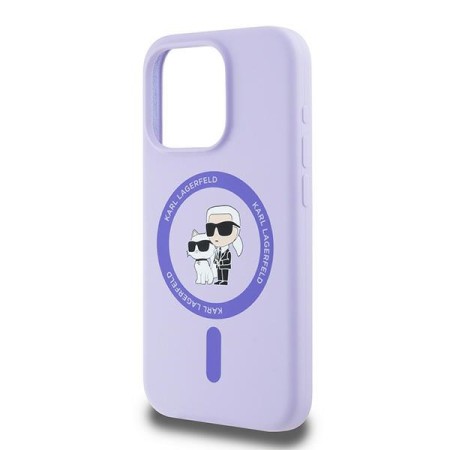 Husa pentru iPhone 15 Pro - Karl Lagerfeld Silicone Ring MagSafe (KLHMP15LSCMKCRHU) - Purple KarlandChoupette