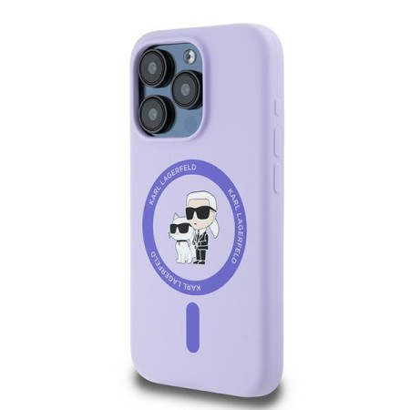 Husa pentru iPhone 15 Pro - Karl Lagerfeld Silicone Ring MagSafe (KLHMP15LSCMKCRHU) - Purple KarlandChoupette