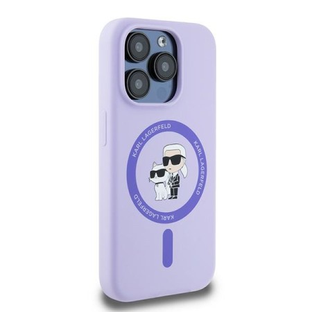 Husa pentru iPhone 15 Pro - Karl Lagerfeld Silicone Ring MagSafe (KLHMP15LSCMKCRHU) - Purple KarlandChoupette