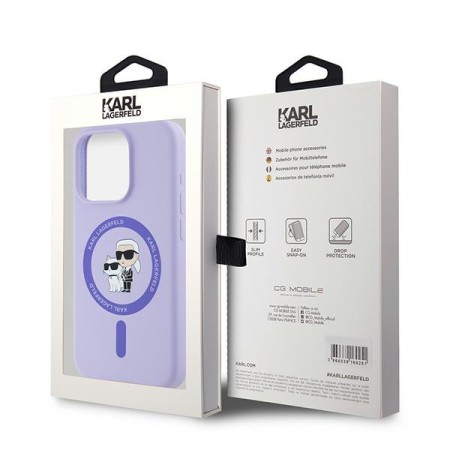 Husa pentru iPhone 15 Pro - Karl Lagerfeld Silicone Ring MagSafe (KLHMP15LSCMKCRHU) - Purple KarlandChoupette