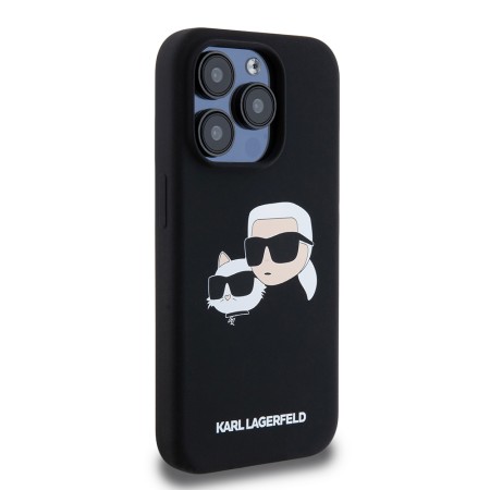 Husa pentru iPhone 15 Pro - Karl Lagerfeld Silicone MagSafe (KLHMP15LSKCHPPLK) - KarlandChoupette Head