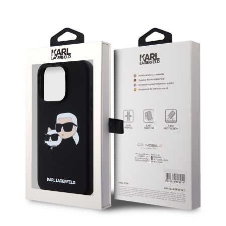 Husa pentru iPhone 15 Pro - Karl Lagerfeld Silicone MagSafe (KLHMP15LSKCHPPLK) - KarlandChoupette Head