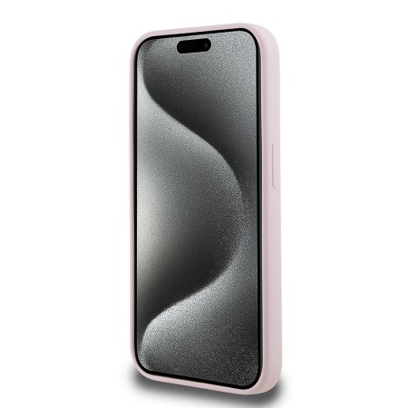 Husa pentru iPhone 15 Pro - Karl Lagerfeld Silicone MagSafe (KLHMP15LSKCHPPLP) - Pink KarlandChoupette Head