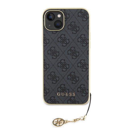 Husa pentru iPhone 15 Plus / iPhone 14 Plus - Guess Hardcase 4G Charms Collection (GUHCP15MGF4GGR) - Grey