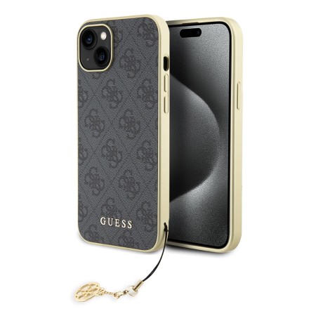 Husa pentru iPhone 15 / iPhone 14 / iPhone 13 - Guess Hardcase 4G Charms Collection (GUHCP15SGF4GGR) - Grey