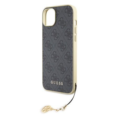 Husa pentru iPhone 15 / iPhone 14 / iPhone 13 - Guess Hardcase 4G Charms Collection (GUHCP15SGF4GGR) - Grey