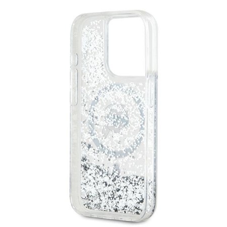 Husa pentru iPhone 15 Pro Max - Karl Lagerfeld Liquid Glitter MagSafe (KLHMP15XLGKISGH) - Transparent Karl Head