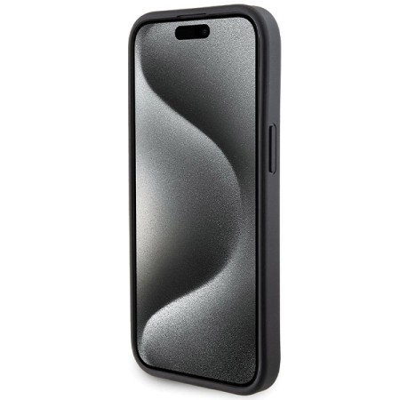 Husa pentru iPhone 15 / iPhone 14 / iPhone 13 - Guess Grip Stand 4G Saffiano Strass (GUHCP15SPGSSADK) - Black