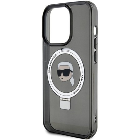 Husa pentru iPhone 15 Pro Max - Karl Lagerfeld Hardcase Ring Stand MagSafe (KLHMP15XHMRSKHK) - Karl Head