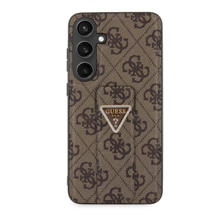 Husa pentru Samsung Galaxy S24 - Guess Grip Stand 4G Triangle Strass (GUHCS24SPGS4TDW) - Brown