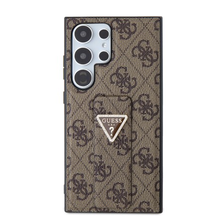 Husa pentru Samsung Galaxy S24 Ultra - Guess Grip Stand 4G Triangle Strass (GUHCS24LPGS4TDW) - Brown