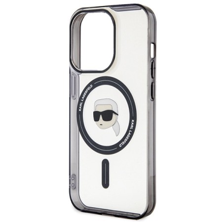 Husa pentru iPhone 15 Pro Max - Karl Lagerfeld IML MagSafe (KLHMP15XHKHNOTK) - Transparent Karls Head