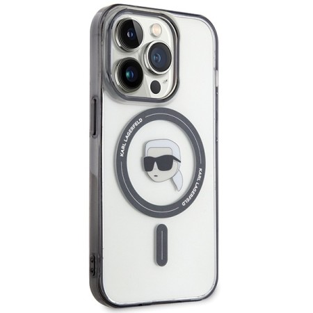 Husa pentru iPhone 15 Pro Max - Karl Lagerfeld IML MagSafe (KLHMP15XHKHNOTK) - Transparent Karls Head