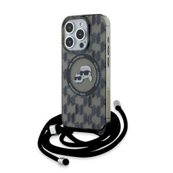 Husa pentru iPhone 15 Pro Max - Karl Lagerfeld IML Crossbody MagSafe (KLHMP15XHCKCKLCK) - Monogram KarlandChoupette Head