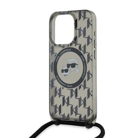 Husa pentru iPhone 15 Pro Max - Karl Lagerfeld IML Crossbody MagSafe (KLHMP15XHCKCKLCK) - Monogram KarlandChoupette Head