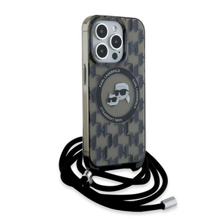 Husa pentru iPhone 15 Pro Max - Karl Lagerfeld IML Crossbody MagSafe (KLHMP15XHCKCKLCK) - Monogram KarlandChoupette Head