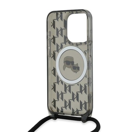 Husa pentru iPhone 15 Pro Max - Karl Lagerfeld IML Crossbody MagSafe (KLHMP15XHCKCKLCK) - Monogram KarlandChoupette Head