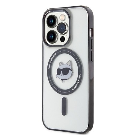 Husa pentru iPhone 15 Pro Max - Karl Lagerfeld IML MagSafe (KLHMP15XHCHNOTK) - Transparent Choupettes Head