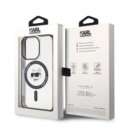 Husa pentru iPhone 15 Pro Max - Karl Lagerfeld IML MagSafe (KLHMP15XHCHNOTK) - Transparent Choupettes Head