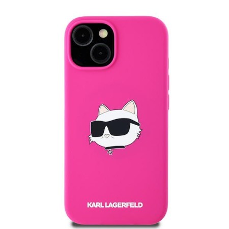 Husa pentru iPhone 15 / iPhone 14 / iPhone 13 - Karl Lagerfeld Silicone MagSafe (KLHMP15SSCHPPLF) - Fuschia Choupette Head