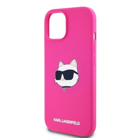 Husa pentru iPhone 15 / iPhone 14 / iPhone 13 - Karl Lagerfeld Silicone MagSafe (KLHMP15SSCHPPLF) - Fuschia Choupette Head