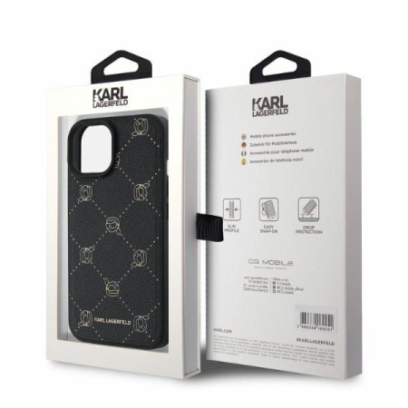 Husa iPhone 15 - Karl Lagerfeld Leather MagSafe (KLHMP15SPGKHPHK) - Karl Head