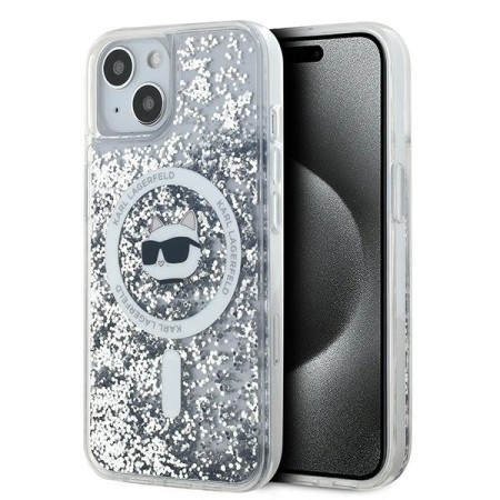 Husa pentru iPhone 15 / iPhone 14 / iPhone 13 - Karl Lagerfeld Liquid Glitter MagSafe (KLHMP15SLGCHSGH) - Clear Choupette Head