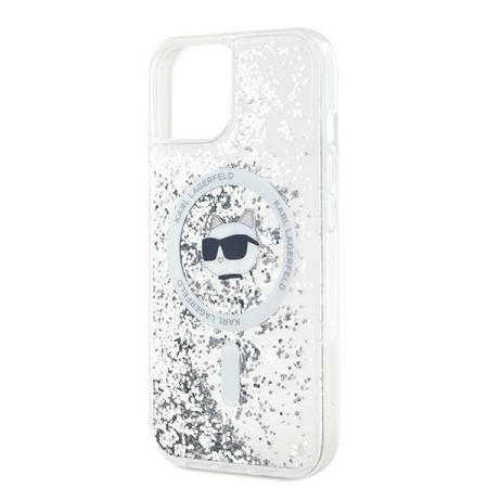 Husa pentru iPhone 15 / iPhone 14 / iPhone 13 - Karl Lagerfeld Liquid Glitter MagSafe (KLHMP15SLGCHSGH) - Clear Choupette Head