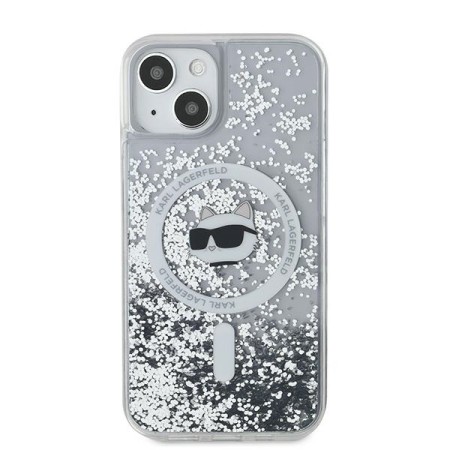 Husa pentru iPhone 15 / iPhone 14 / iPhone 13 - Karl Lagerfeld Liquid Glitter MagSafe (KLHMP15SLGCHSGH) - Clear Choupette Head