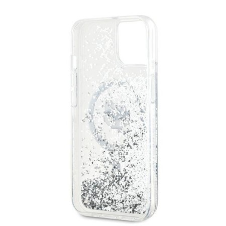 Husa pentru iPhone 15 / iPhone 14 / iPhone 13 - Karl Lagerfeld Liquid Glitter MagSafe (KLHMP15SLGCHSGH) - Clear Choupette Head