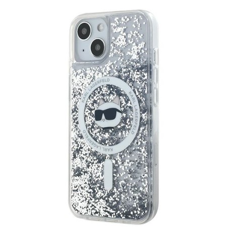 Husa pentru iPhone 15 / iPhone 14 / iPhone 13 - Karl Lagerfeld Liquid Glitter MagSafe (KLHMP15SLGCHSGH) - Clear Choupette Head