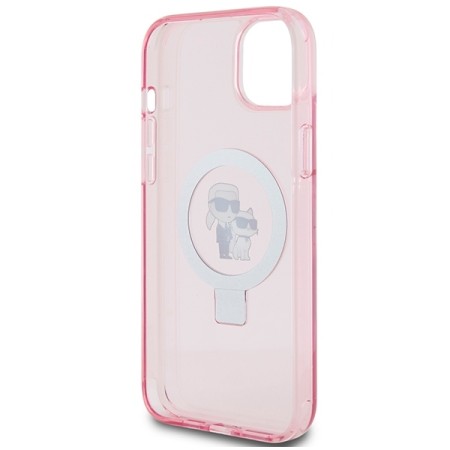 Husa pentru iPhone 15 / iPhone 14 / iPhone 13 - Karl Lagerfeld Hardcase Ring Stand MagSafe (KLHMP15SHMRSKCP) - Pink KarlandChoupette