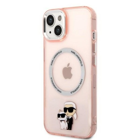 Husa iPhone 15 Plus / iPhone 14 Plus - Karl Lagerfeld Hardcase MagSafe (KLHMP14MHNKCIP) - Pink Iconic KarlandChoupette