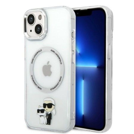 Husa iPhone 15 Plus / iPhone 14 Plus - Karl Lagerfeld Hardcase MagSafe (KLHMP14MHNKCIT) - Clear Iconic KarlandChoupette