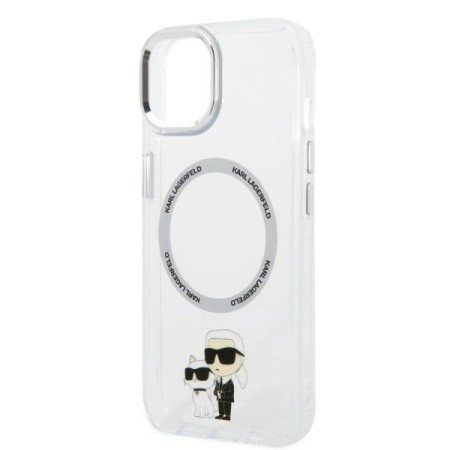 Husa iPhone 15 Plus / iPhone 14 Plus - Karl Lagerfeld Hardcase MagSafe (KLHMP14MHNKCIT) - Clear Iconic KarlandChoupette