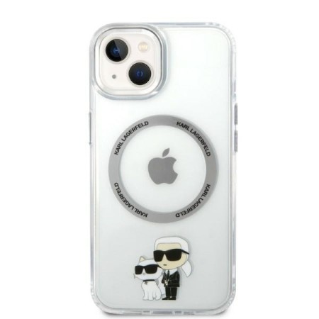 Husa iPhone 15 Plus / iPhone 14 Plus - Karl Lagerfeld Hardcase MagSafe (KLHMP14MHNKCIT) - Clear Iconic KarlandChoupette