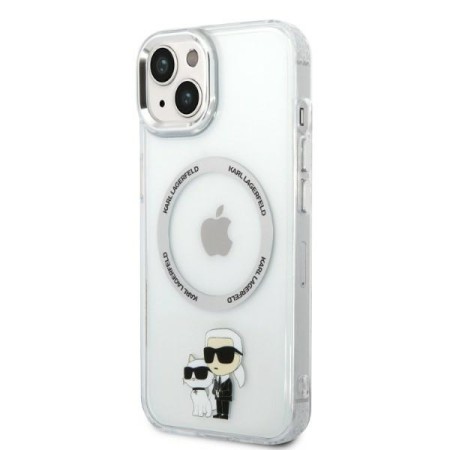 Husa iPhone 15 Plus / iPhone 14 Plus - Karl Lagerfeld Hardcase MagSafe (KLHMP14MHNKCIT) - Clear Iconic KarlandChoupette