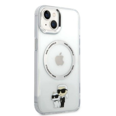 Husa iPhone 15 Plus / iPhone 14 Plus - Karl Lagerfeld Hardcase MagSafe (KLHMP14MHNKCIT) - Clear Iconic KarlandChoupette