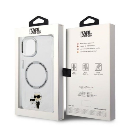 Husa iPhone 15 Plus / iPhone 14 Plus - Karl Lagerfeld Hardcase MagSafe (KLHMP14MHNKCIT) - Clear Iconic KarlandChoupette